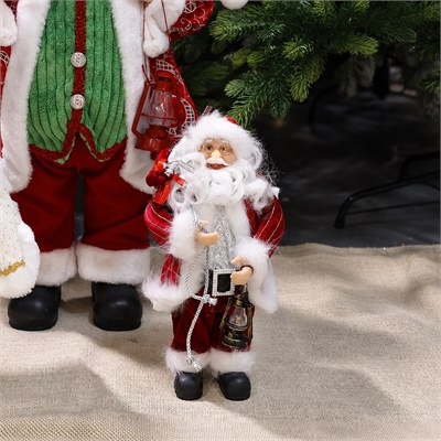Çizgili Kadife Noel Baba Kırmızı 30 cm