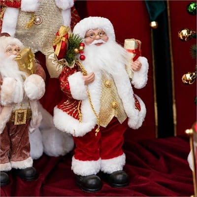 Çizgili Sarı Pullu Noel Baba Kırmızı 30 cm