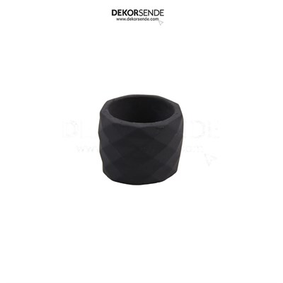 Geometrik Prizma Desen Mini Saksı Füme 8 cm
