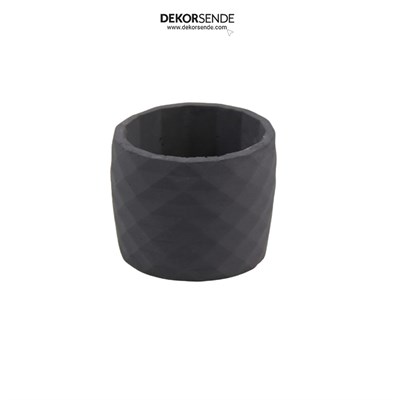 Geometrik Prizma Desen Orta Boy Saksı Füme 15 cm