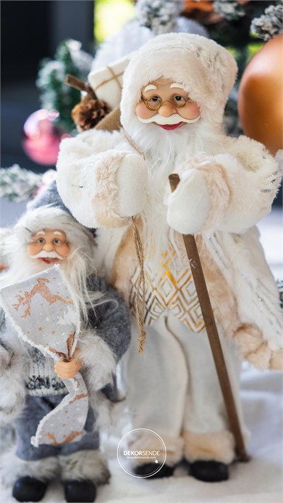 Gri Polarlı Noel Baba 30 cm