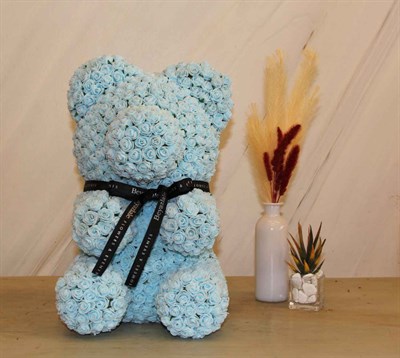 Güllü Ayıcık Rose Teddy Bear Mavi - Sevgililer Günü