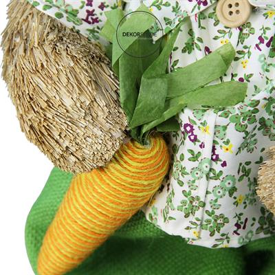 Hasır Paskalya Havuçlu Takım Elbiseli Erkek Tavşan Yeşil 70 cm