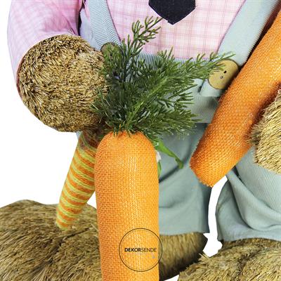 Hasır Paskalya Pembe Gömlekli Erkek Tavşan 100 cm