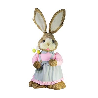 Hasır Paskalya Yumurta Tutan Kız Tavşan 100 cm