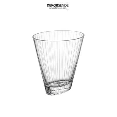 İnce Gravürlü Konik Cam Vazo Şeffaf 28 cm
