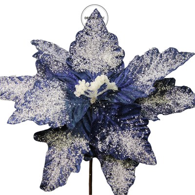 Yılbaşı Ponsetya Pike Karlı Lacivert 12 cm