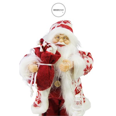 Kazaklı Noel Baba Kırmızı Beyaz 30 cm