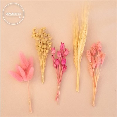 Kurutulmuş Lagurus (Pamuk Ot) Demet Pembe