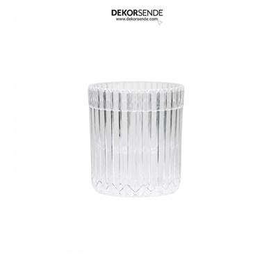 Plastik Pilli Mum Tealight Çizgili Şeffaf 7,5 cm