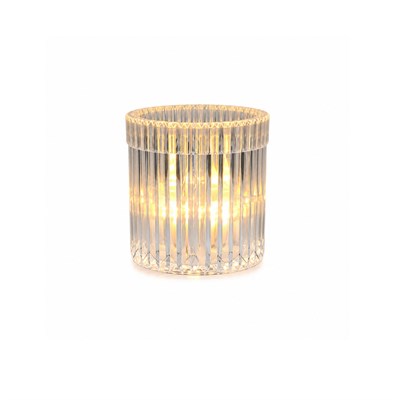 Plastik Pilli Mum Tealight Çizgili Şeffaf 7,5 cm