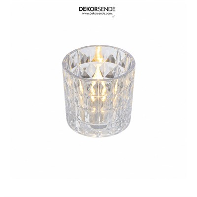 Plastik Pilli Mum Tealight Şeffaf 7,5 cm