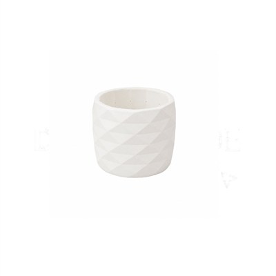 Geometrik Prizma Desen Mini Saksı Beyaz 8 cm