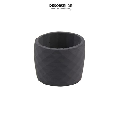 Polyester Prizma Desen Orta Boy Saksı Füme 15 cm