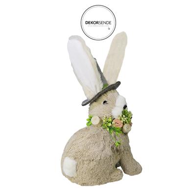 Silindir Şapkalı Çiçek Kolyeli Tavşan 35 cm