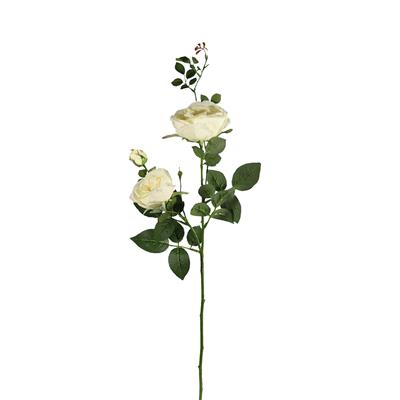 Yapay 3 Kafalı Açmış Bahçe Gül Dal Krem 67 cm