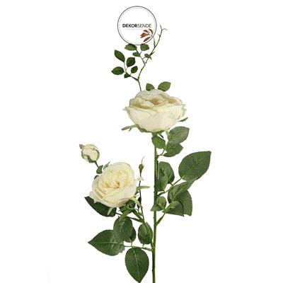 Yapay 3lü Açmış Bahçe Gül Dalı Krem 67 cm