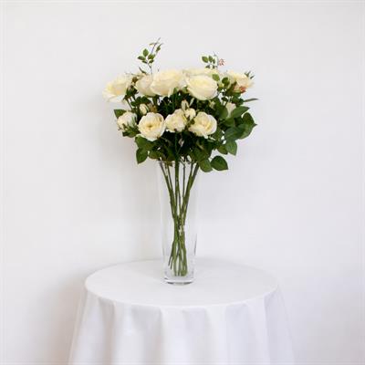 Yapay 3lü Açmış Bahçe Gül Dalı Krem 67 cm