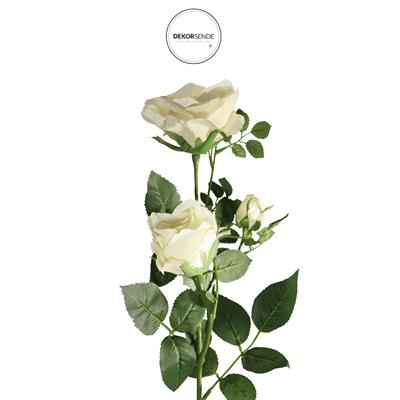 Yapay 3 Kafalı Açmış Gül Dal Krem 68 cm