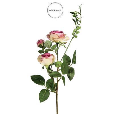 Yapay 3lü Açmış Gül Dalı Pembe 65 cm