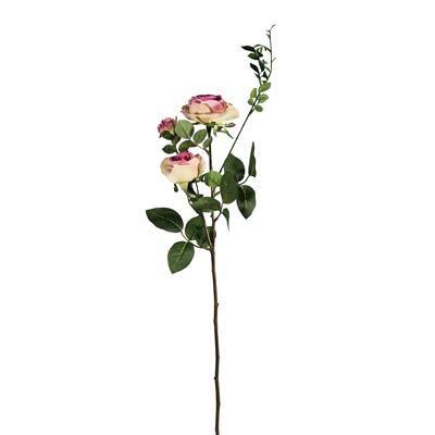 Yapay 3lü Açmış Gül Dalı Pembe 65 cm