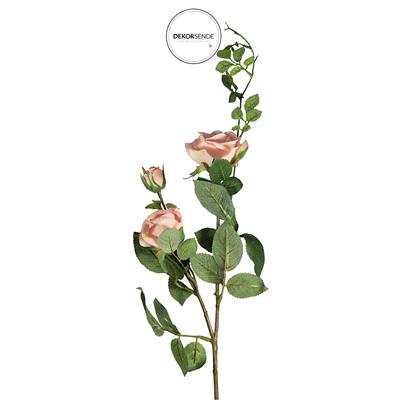 Yapay 3lü Açmış Gül Dalı Pudra 65 cm
