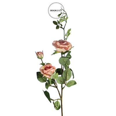 Yapay 3lü Açmış Gül Dalı Pudra 65 cm
