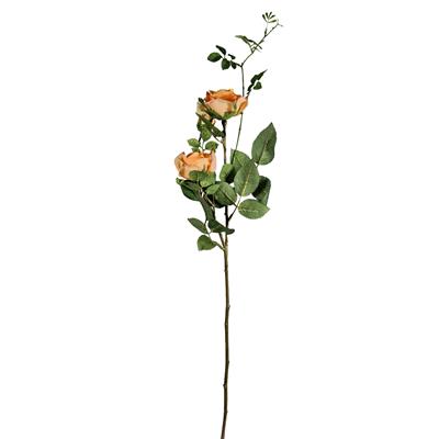 Yapay 3lü Açmış Gül Dalı Turuncu 65 cm