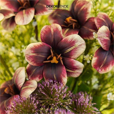 Yapay Allium Dal 5 Kafalı Mor 55 cm