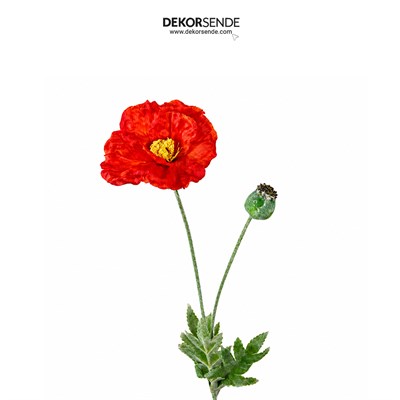 Yapay Anemon (Gelincik) Çiçeği Dal Kırmızı 60 cm