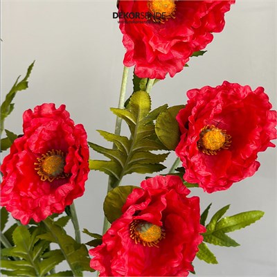Yapay Anemon (Gelincik) Çiçeği Dal Kırmızı 105 cm