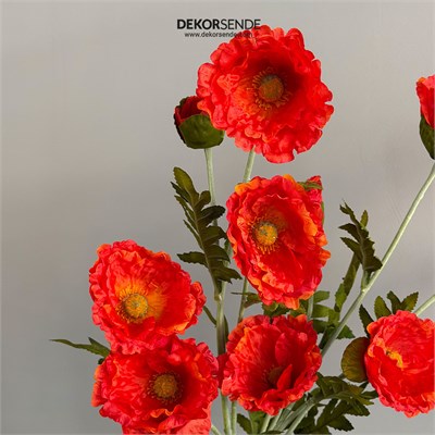 Yapay Anemon (Gelincik) Çiçeği Dal Turuncu 105 cm