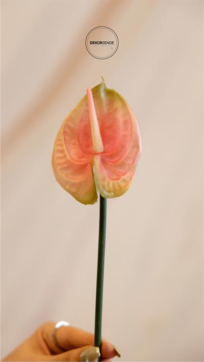 Yapay Antoryum Çiçeği Canlı Dokunuş Pembe 40 cm