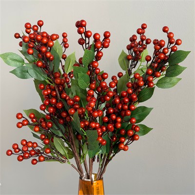 Yapay Berry Dal Yapraklı Kahverengi 65 cm
