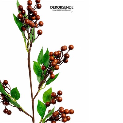 Yapay Berry Dal Yapraklı Kahverengi 65 cm