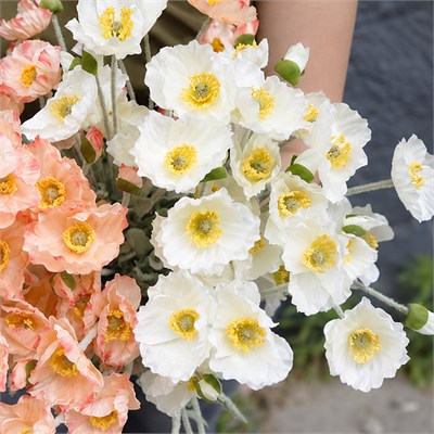 Yapay Çiçek Anemon Beyaz 58 cm