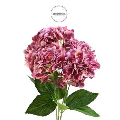 Yapay Çiçek Ortanca Demet Islak Doku Koyu Pembe 43 cm