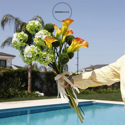 Yapay Gala Dalı Sarı Turuncu 73 cm