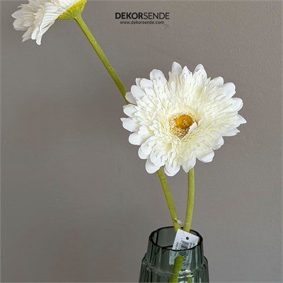 Yapay Gerbera Çiçeği Dal Beyaz 60 cm