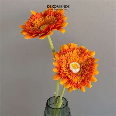 Yapay Gerbera Çiçeği Dal Turuncu 60 cm