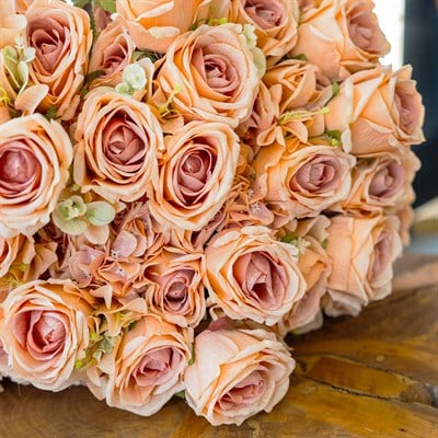 Yapay Gül Lilyum Ortanca Demet 49 cm Somon
