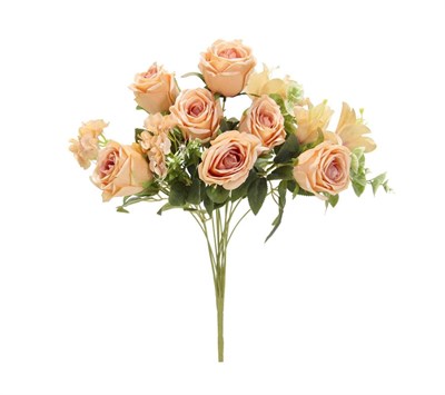 Yapay Gül Lilyum Ortanca Demet 49 cm Somon