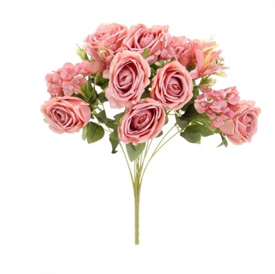 Yapay Gül Lilyum Ortanca Demet Koyu Pembe 49 cm