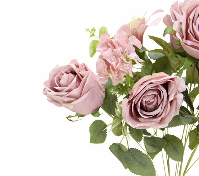 Yapay Gül Lilyum Ortanca Demet Lila 49 cm