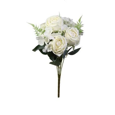 Yapay Gül Lilyum Ortanca Demeti Beyaz 43 cm