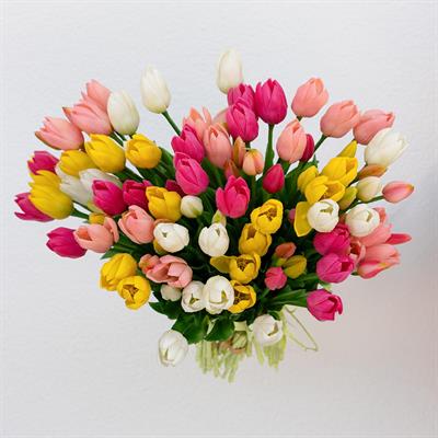 Yapay Islak Dokulu Lale Pembe 43 cm