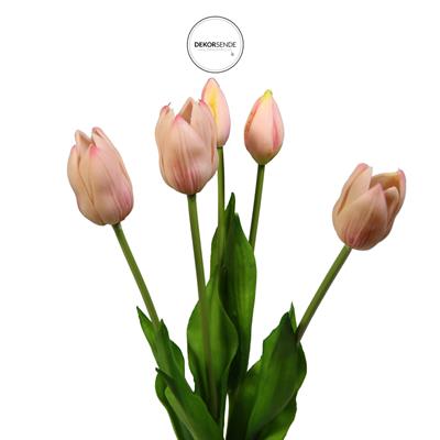 Yapay Islak Dokulu Lale Pembe 43 cm