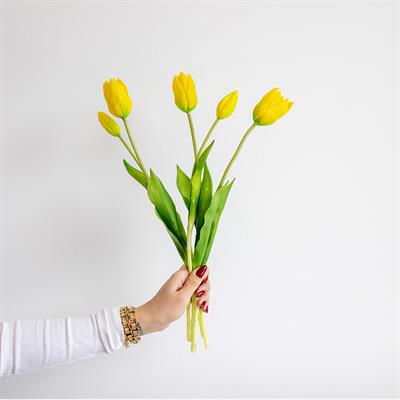 Yapay Islak Dokulu Lale Sarı 43 cm