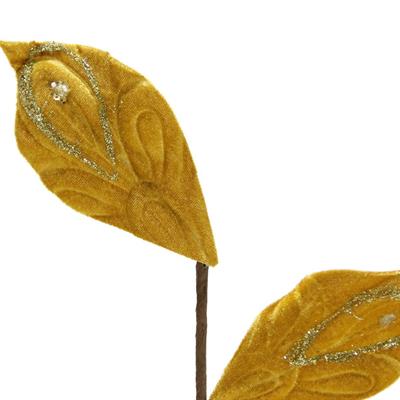 Yapay Kadife Yapraklı Dal Sarı 65 cm