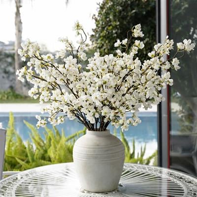 Yapay Kiraz Çiçeği Dalı Beyaz 65 cm